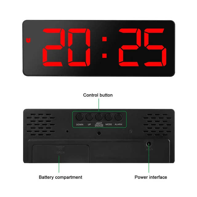 Reloj despertador Digital con Control de voz, reloj de mesa de escritorio  con modo nocturno, función anti-interferencias, LED, 12/24H - AliExpress