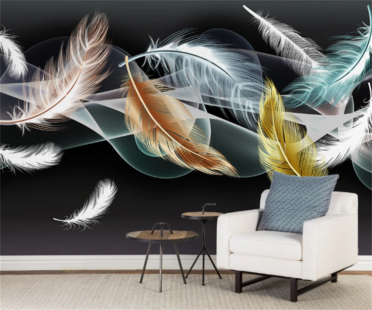 Nordic modern minimalist light luxury feather abstract TV sofa background wallpaper custom any size 3D wallpaper wall painting