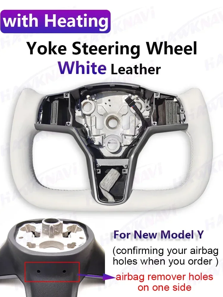 テスラモデル3 y,ヨークハンドル,変更されたレースレザー,白と黒の加熱