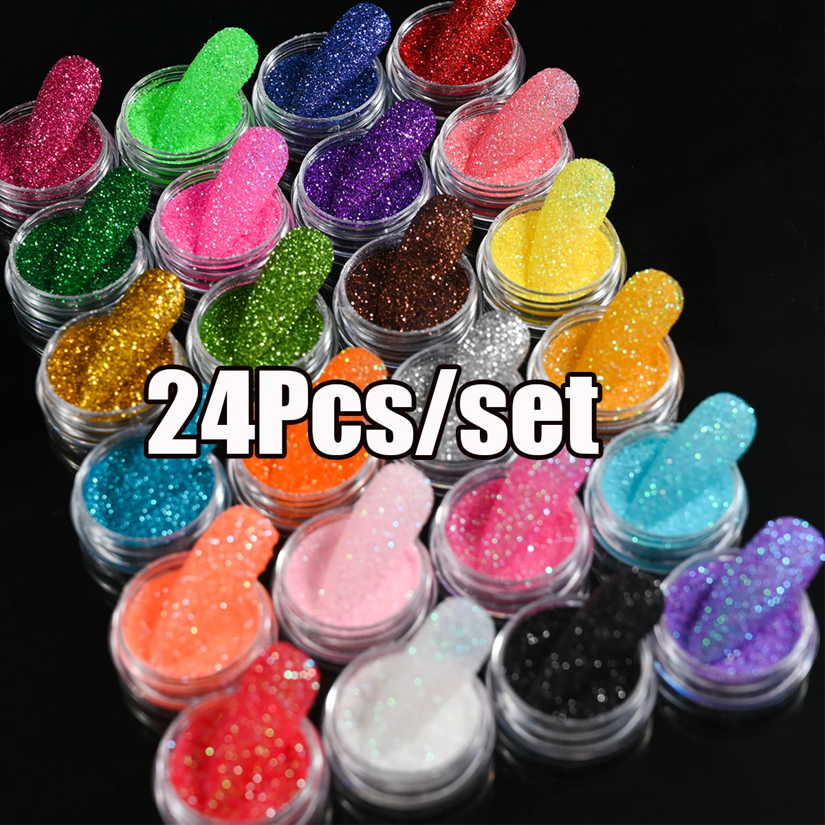 

24Pcs/Set Holographic Sparkly Glitter Powder Net2-3g*24Pc Iridescent Fine Nail Art Powder UV Gel Polish Manicure Glitter Dust