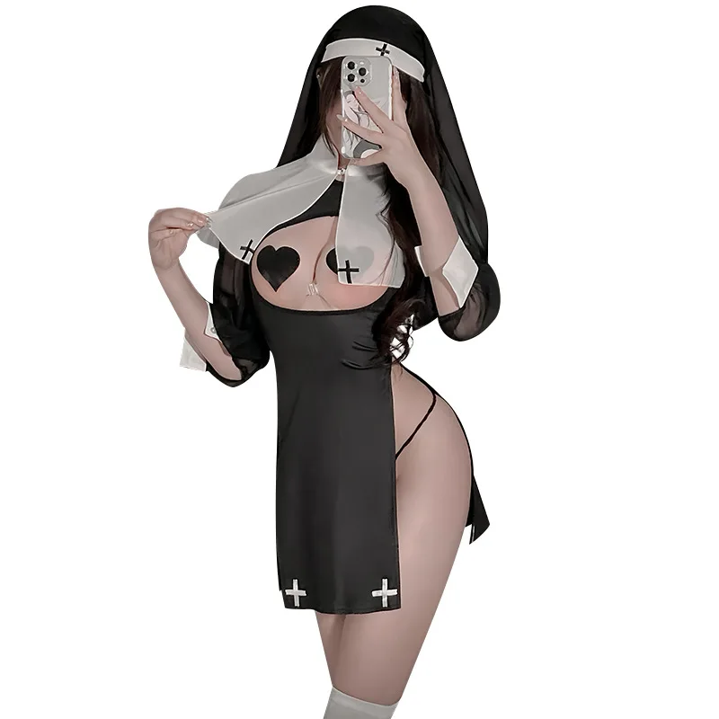 Women Lingerie Roleplay Nun Uniform Cosplay Costumes Outfit