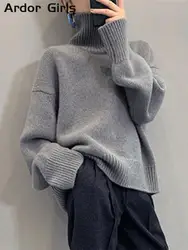 Street Turtleneck Sweater Women 2023 Autumn Winter Long Sleeve Cashmere Female Knitted Pullover Loose Lady Thicken Knitwear