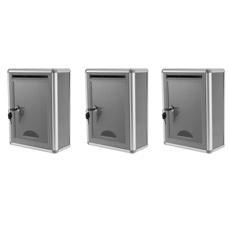 

3X Vintage Lockable Secure Mail Letter Post Box Mailbox Post Box for Home Garden Ornament Decor
