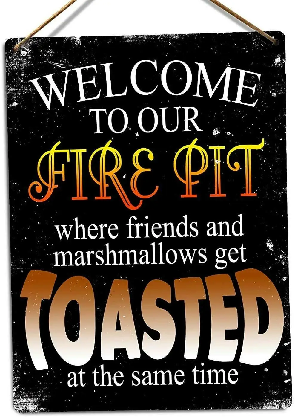 

Welcome to Our Fire Pit Metal Tin Sign Wall Plaque Retro Wall Home Bar Pub Vintage Cafe Decor, 8x12 Inch