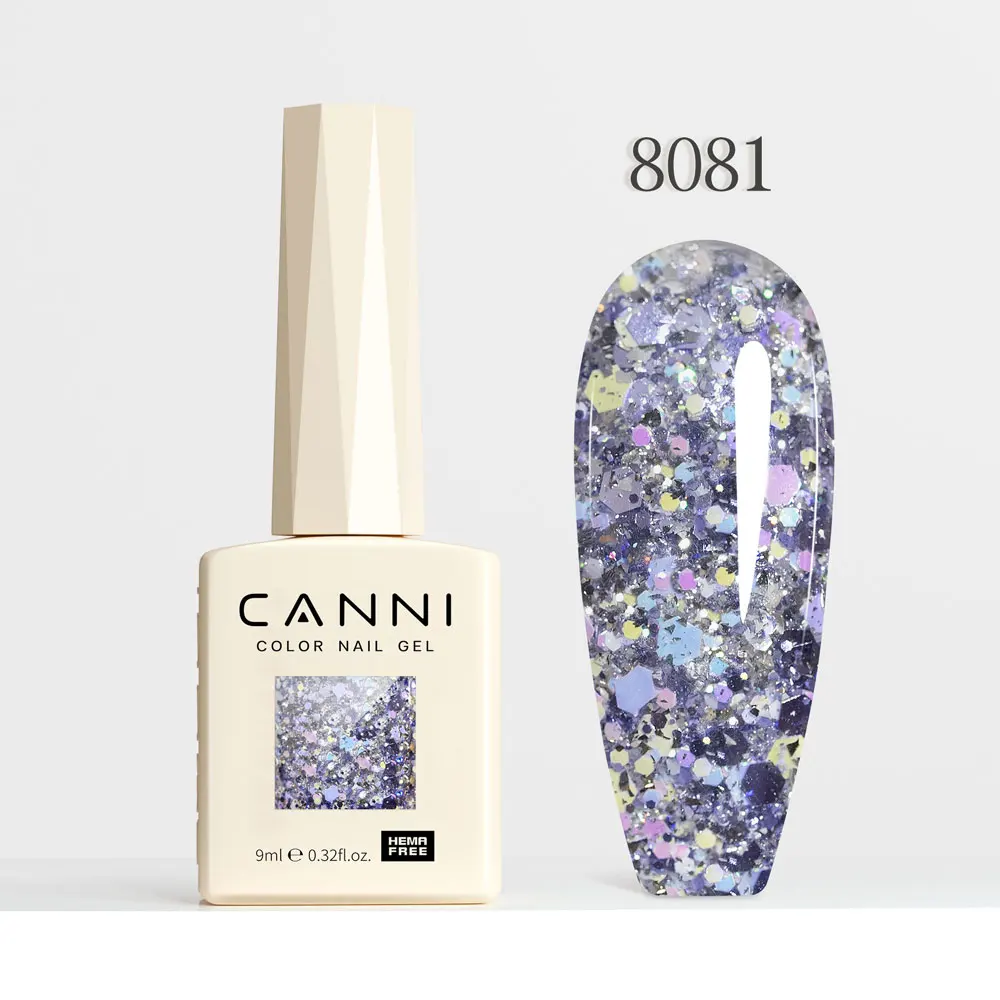 CANNI Super Glossy Glitter Cat Eye Nail Gel Polish - Hema Free Diamond Top Coat, Semi-Permanent UV LED Varnish