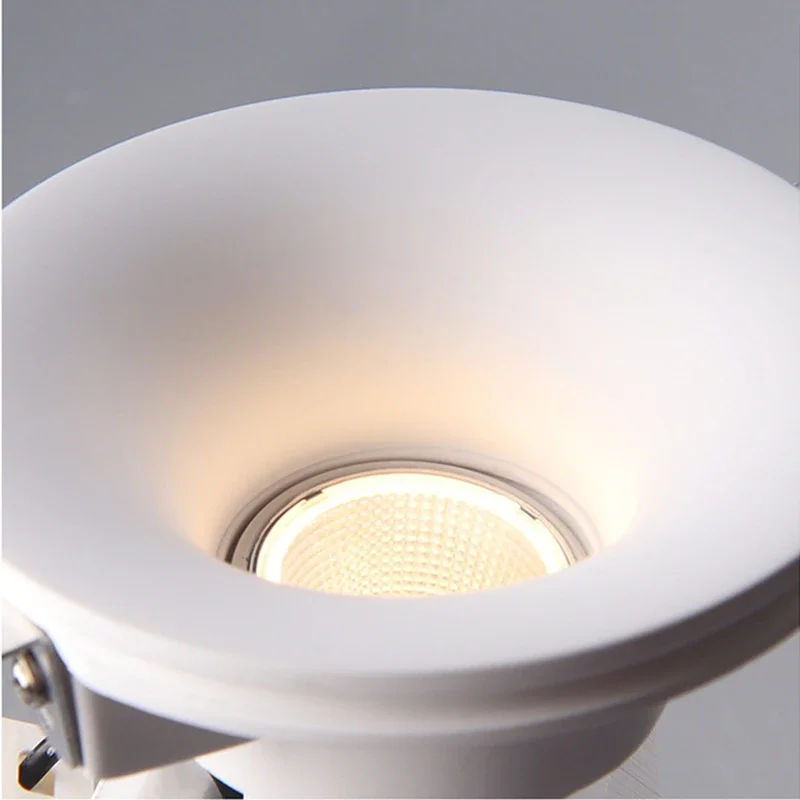 오목 석고 다운라이트 천장 램프, GU10 LED 눈부심 방지 임베디드 경계선 없는 스포트라이트, 거실 침실 통로 홈 조명
