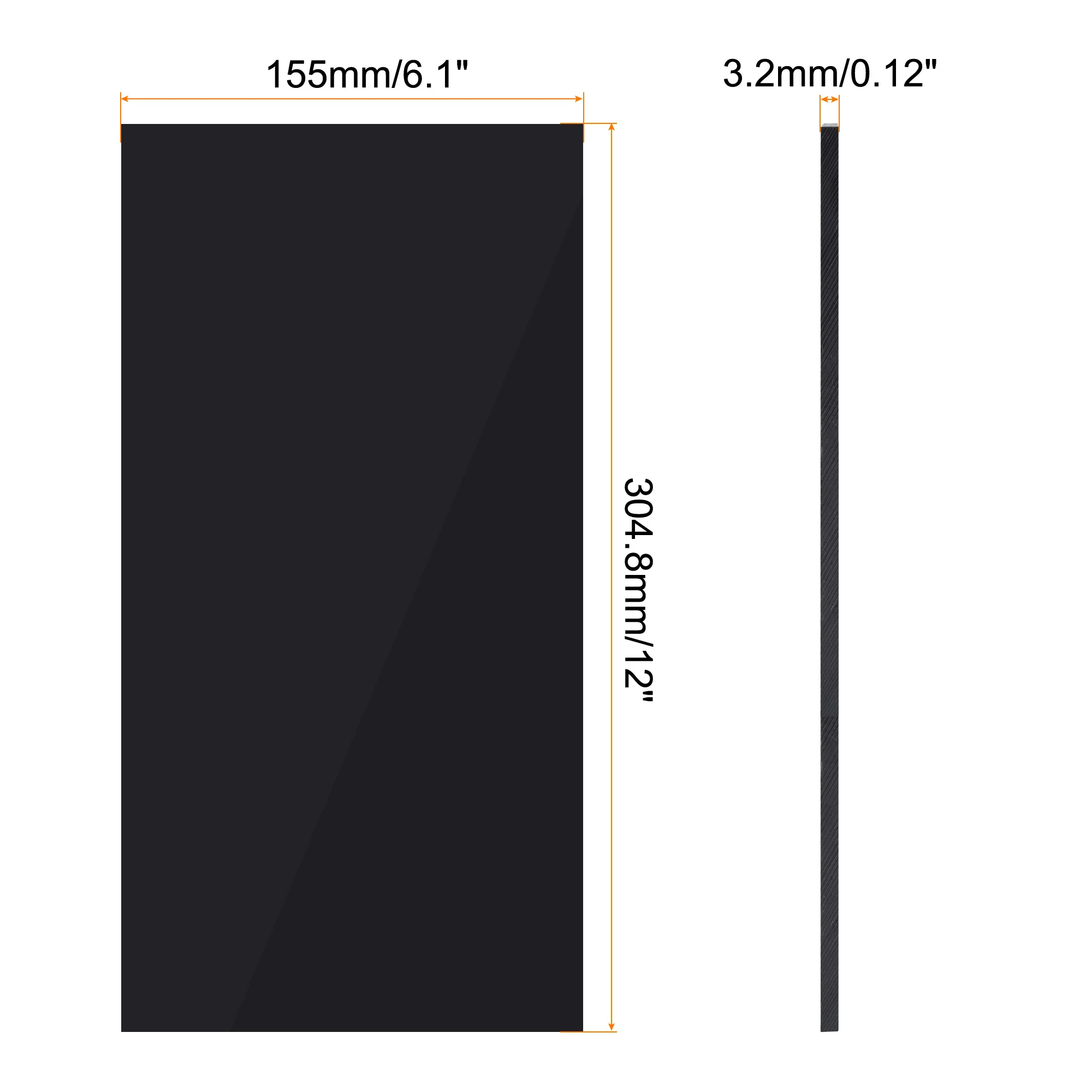 Uxcell UHMW 시트 초고 분자량 폴리에틸렌 시트 하드 플라스틱 시트 보드 6.1 ''x 12'' x 0.12 ''블랙