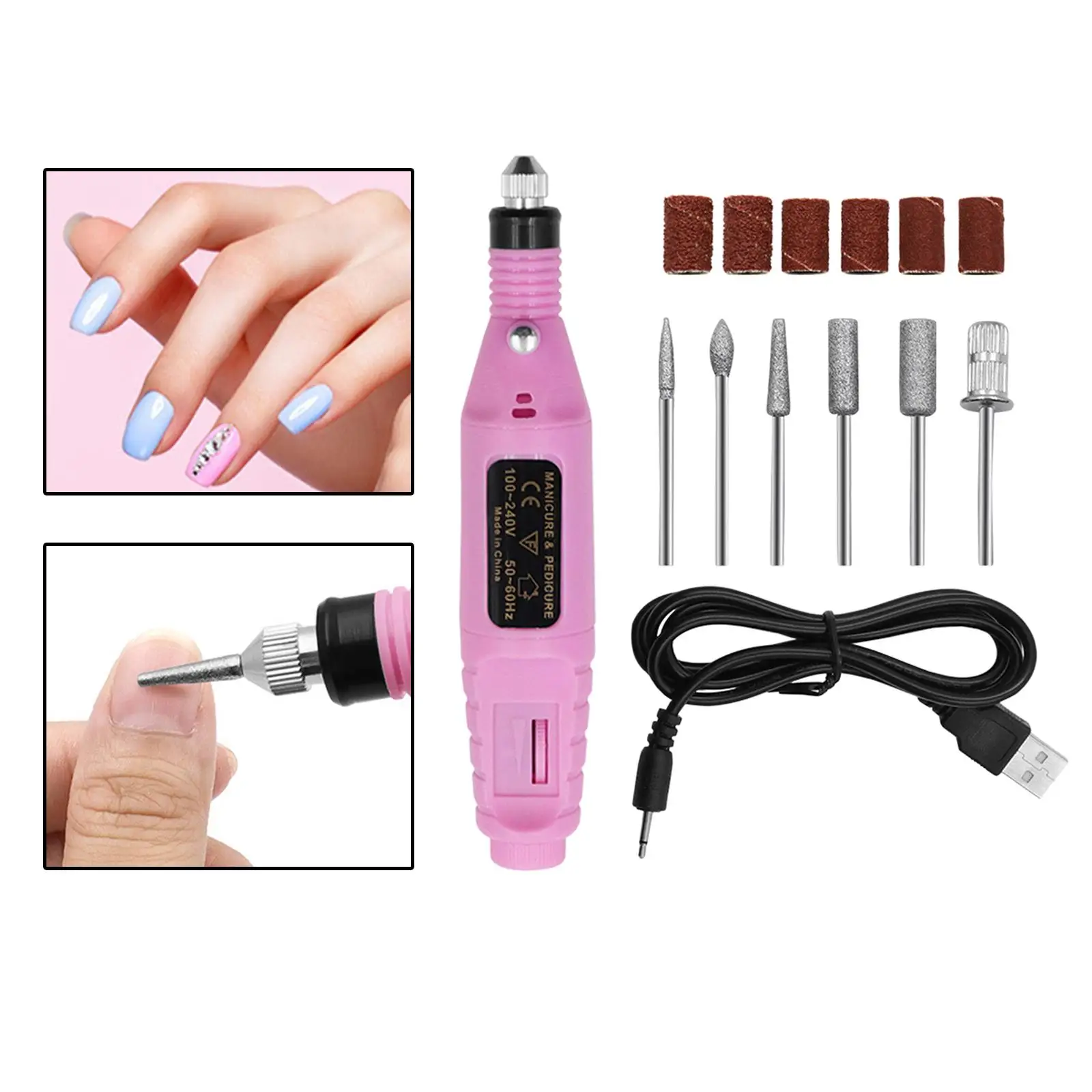 Portable Mini Nail Drill Pen Polish Machine Grinder Carver Acrylic Gel Removal