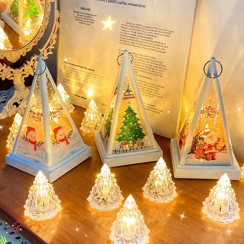 Christmas Lantern Light Illuminated Xmas Pattern Night Light For Christmas Wedding Birthday Decor