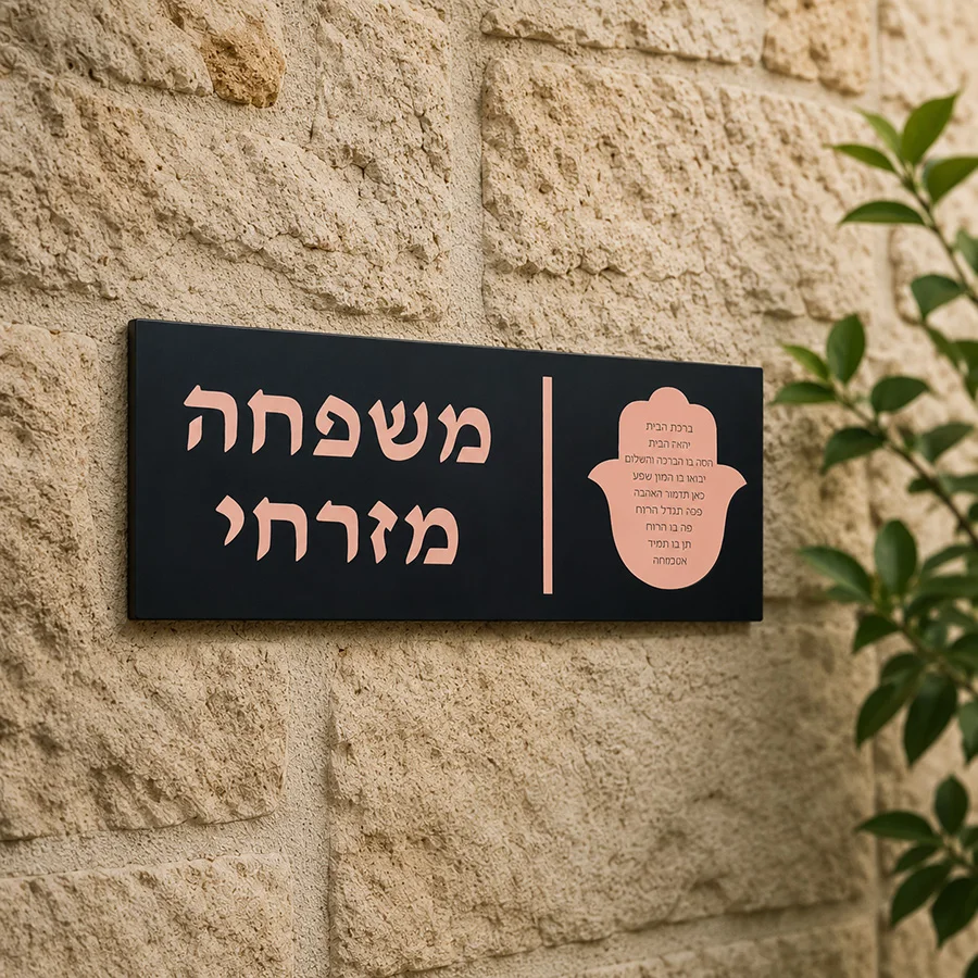 Custom Hebrew Hamsa Door Plaque Personalized Acrylic Mirror Name