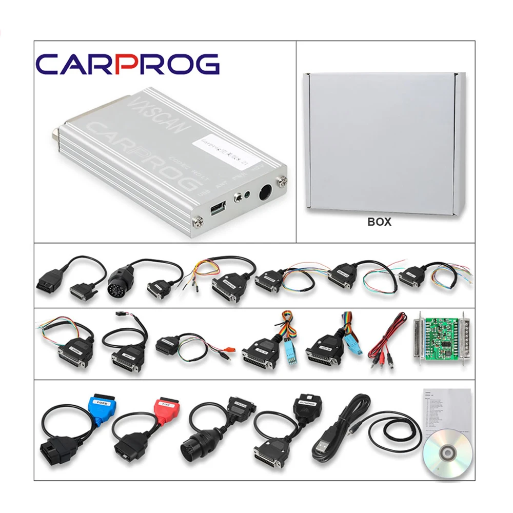 CARPROG V10.93 FULL Automotive ECU Airbag Reset Tester Complete Set of
