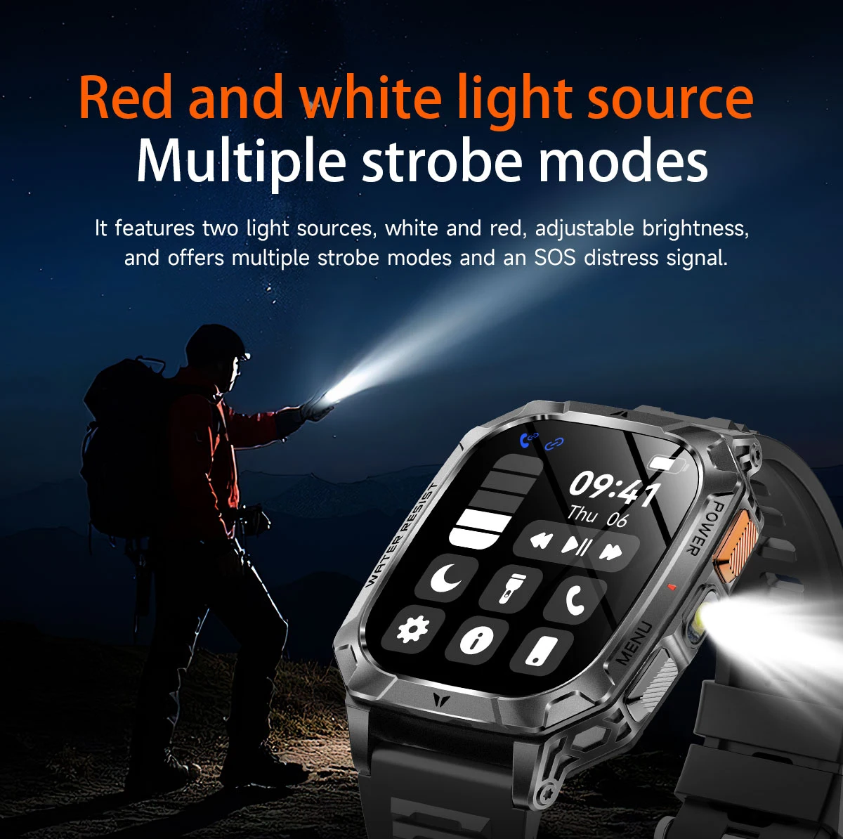 2026 New Exercise 1400mAh Battery Smart Watch Tracking 10ATM Waterproof Sports Tracker Outdoor Military blood oxygen detection 6