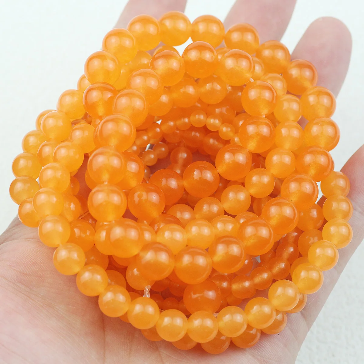 Natural Orange Chalcedony Stone Beads Round Spacer Loose