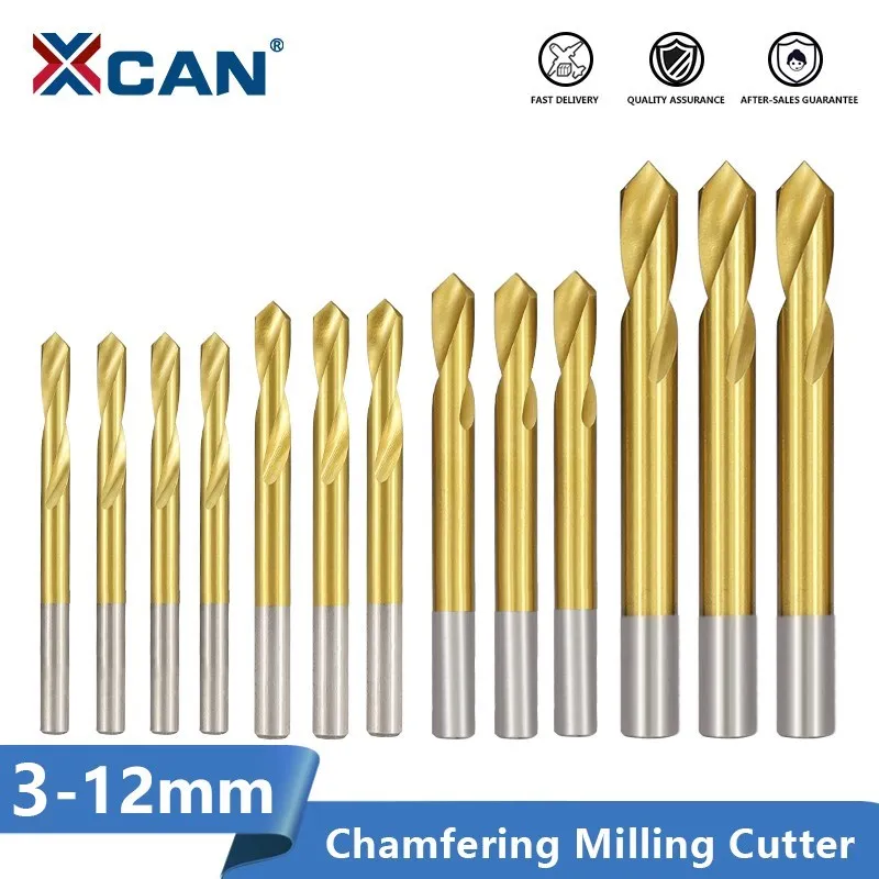 XCAN 90 Degrees Chamfer Mill Drill HSS Spot Drill 3/4/5/6/8/10/12mm