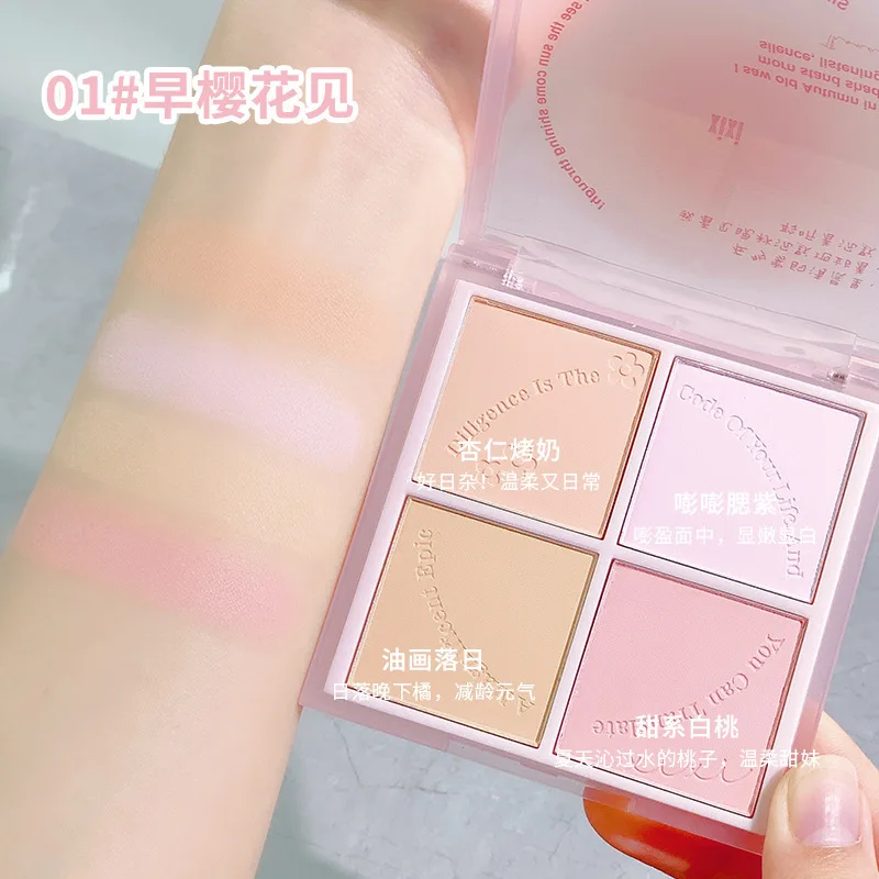 4 Colors Blush Brightens Contours Vitality Girlish Daily Whitening Peach Matte Blush Rouge Expansion Contraction All-In Makeups 4
