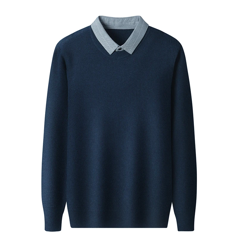 Men's Woolen Sweater Youth Popularity Long Sleeve Lapel Pullover Men's Knitwear Sweater Youth  Vintage Sweater  Men Clothing 5