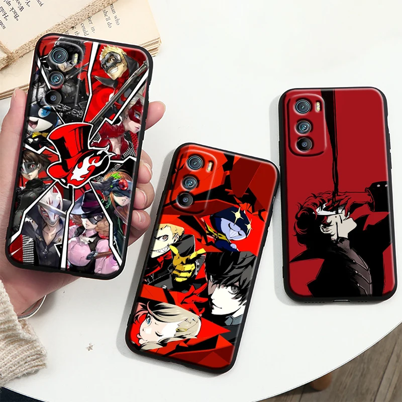 Custodia Per Telefono P5 P Persona 5 Per Motorola Moto G9 G22 G30 Edge30 Pro E22 S E30 E40 Fusion Plus Lite Cover Nera