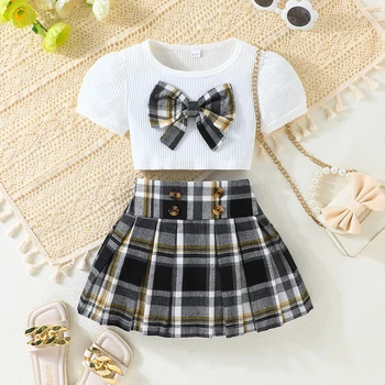 Puff Bow Top Pleated Skirt 1