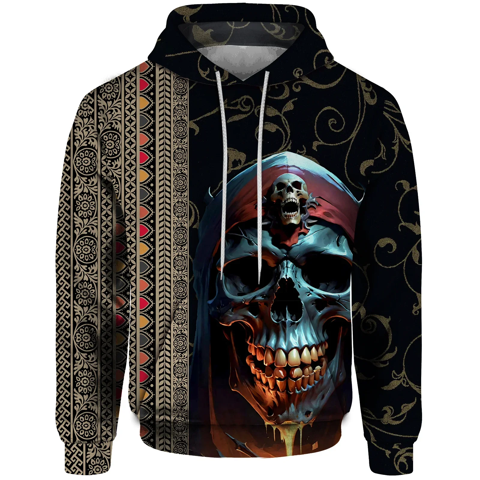 thumbnail image 1 of Sudadera con capucha holgada para hombre, sudadera con capucha con estampado de calavera y serpiente de sangre fresca para hombre, ropa de calle Harajuku Y2k para hombre, 1 of 5