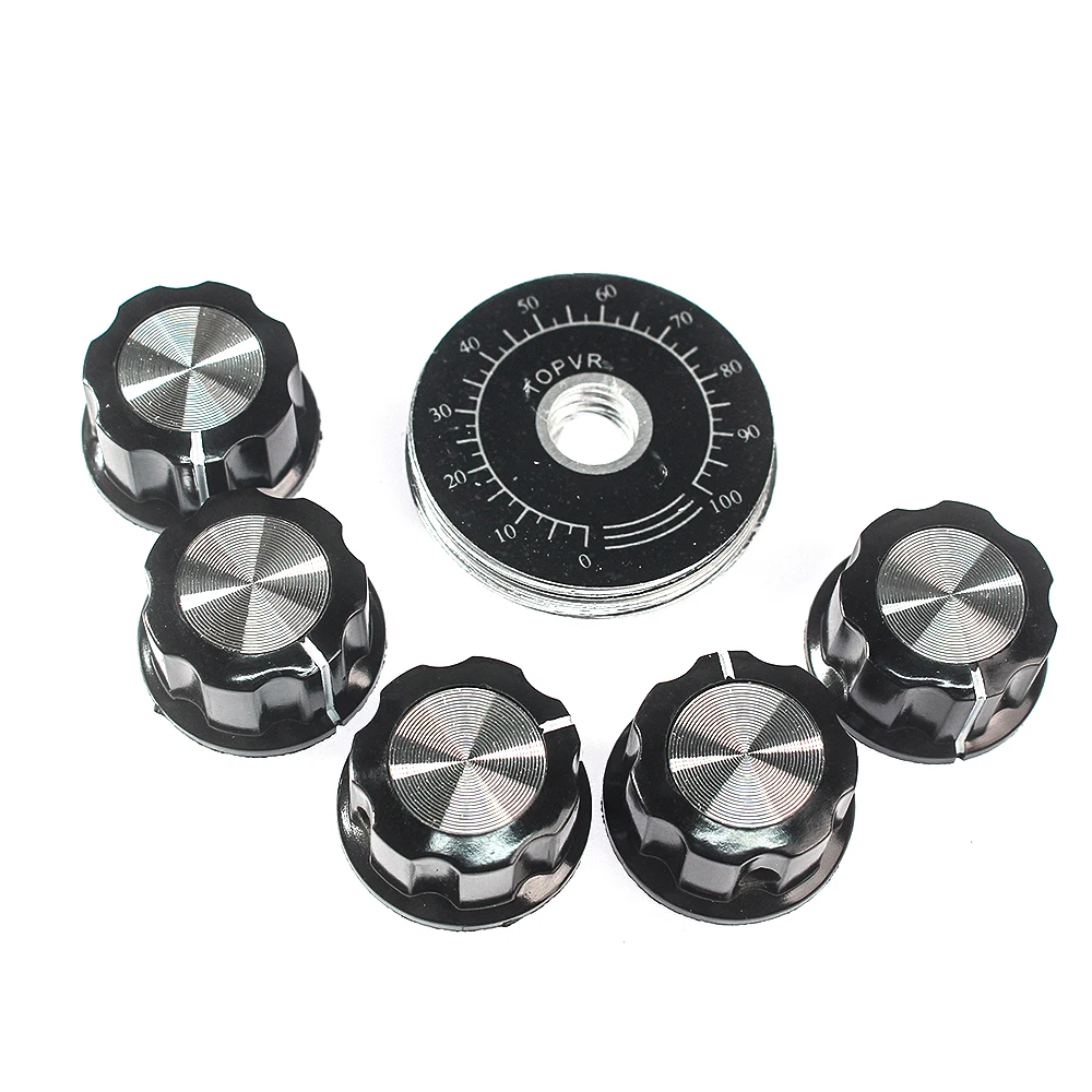 Potentiometer Kit 10 Set Potentiometer Knob Kit MF-A03 Dial Knob + MF-A03 Bakelite with Scale Plate Sheet Scale Digital