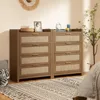 Dresser forof Drawers  with 4 Rattan  Tower Large Nightstand Sets for Living Room Hallway, Dresser 1