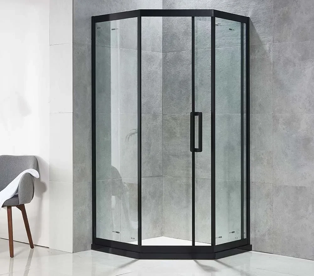 Aiweiluo Simple Sliver Sliding Bathroom 8MM Tempered Glass Shower Enclosure Shower Door