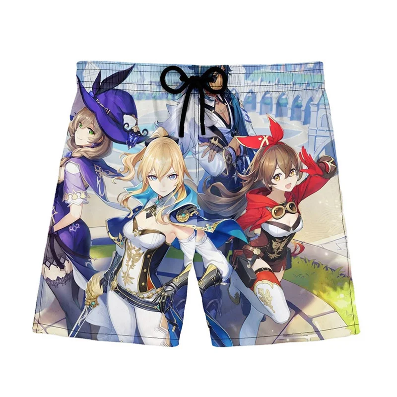 

3D Game Genshin Impact Printed Beach Shorts Jean Gunnhildr Graphic Short Pants For Men Kid Fashion Hip Hop Swimming Trunks Pant