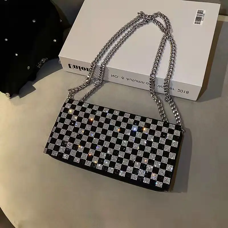 

ALEXANDER Women Diamond Hobo-bag for 2021 Female Clutch Design Brand Luxury Shoulder Bags Handbag Leather Shiny bag Messenger