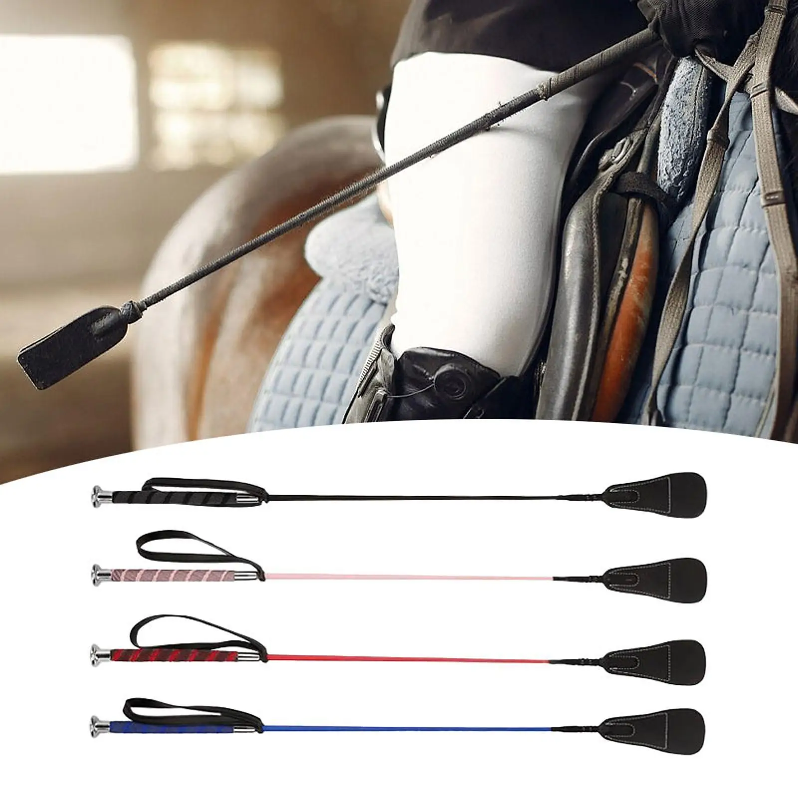 Horse Crop 68cm Soft Rubber Whip Pony Non Slip Handle Equipment Riding Crop