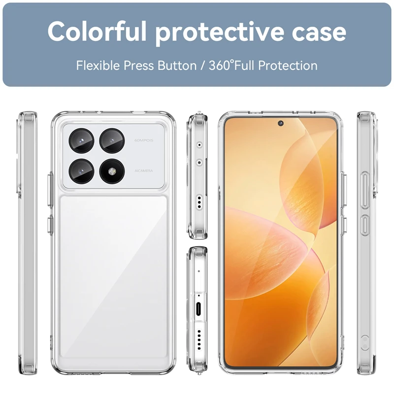 For Cover Poco X6 Pro 5G Case Xiaomi Poco X6 Pro 5G Capas Bumper Armor Shockproof Transparent Colour Clear Fundas Poco X6 Pro 5G