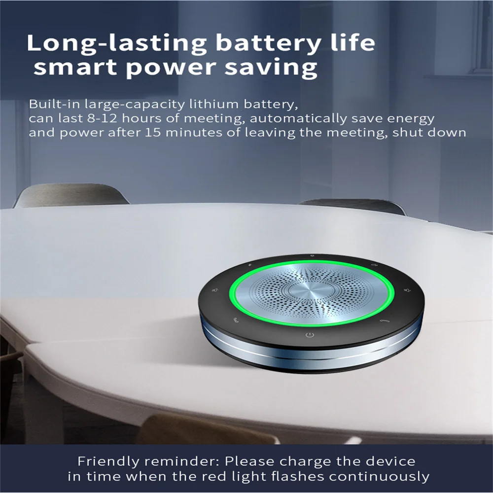 Microphone Wireless Video Conference Omnidirectional Bluetooth USB 360&deg; 8m Pickup Power Bank Speaker Stylish for Large Meeting