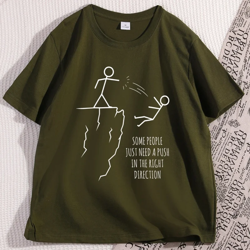 Humorous 'Push in The Right Direction' Sarcasm T-Shirt - Graphic Tee with Short Sleeves