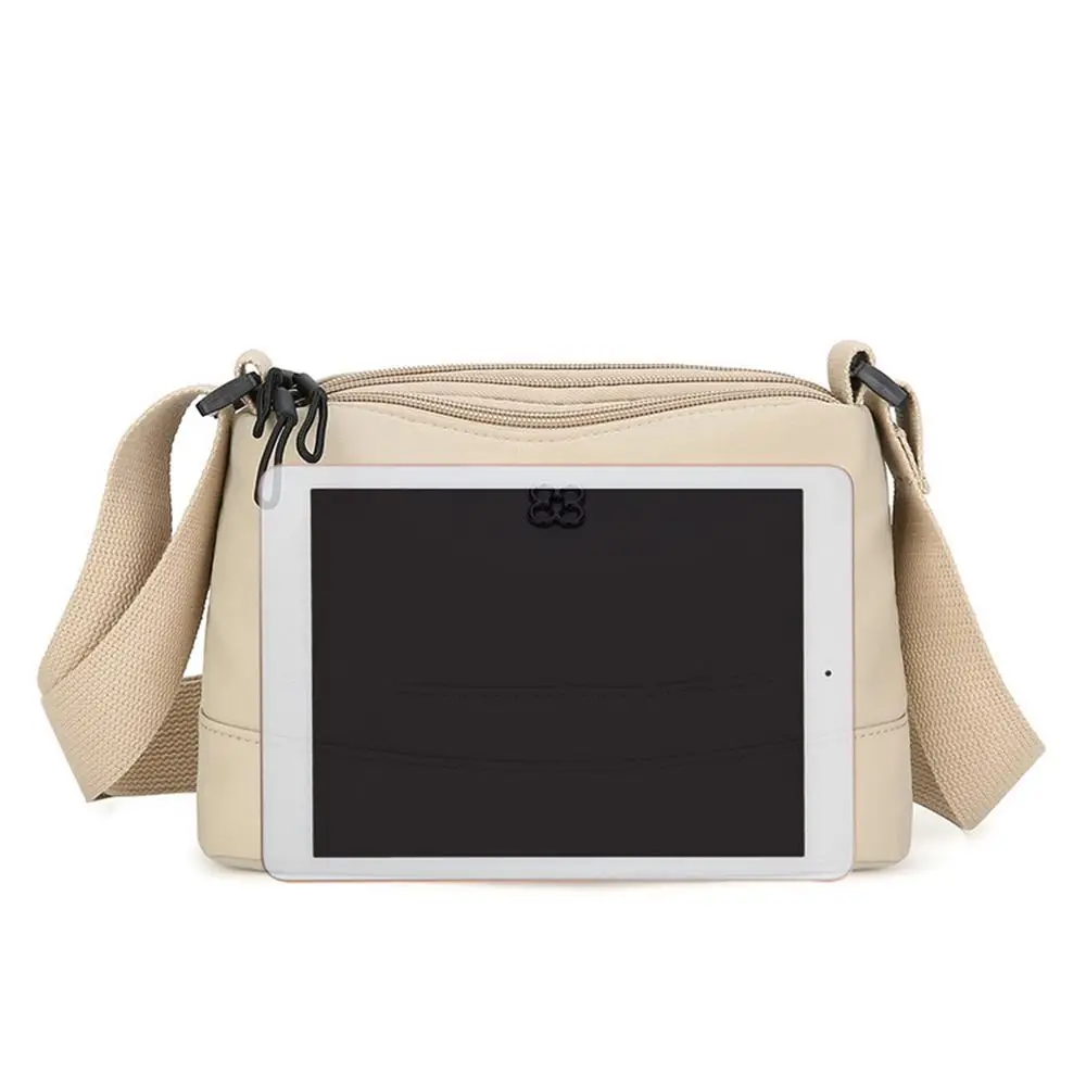 Solid Color Casual Style Handbag Soft Nylon Cloth Women Shoulder Bag Multiple Pockets Tote Bag Student Bag