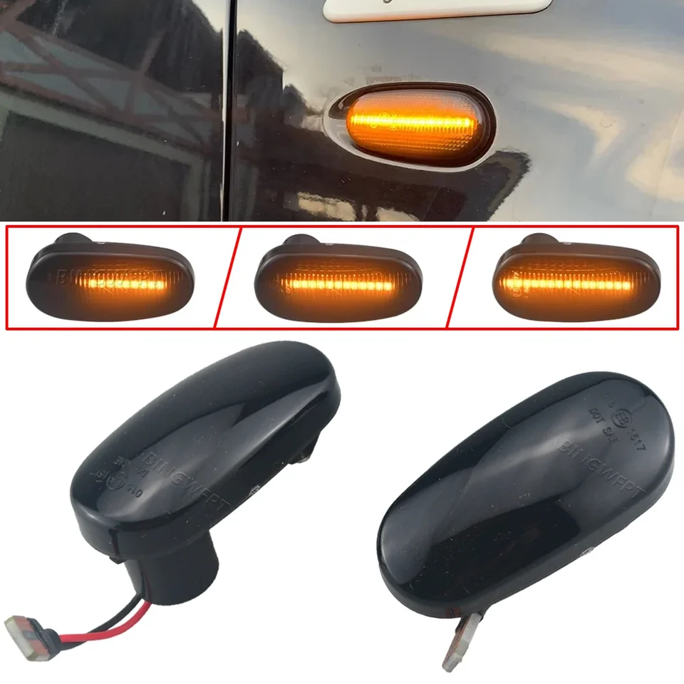 Clignotants Latéraux à LED Pour Alfa Romeo 147, GT, MiTo Et Fiat Bravo II - Lentille Fumée, Ambre, CAN-bus Sans Erreur - Lot De 2, Certification E-mark