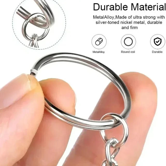 50/500pcs Silver Plated Metal Blank Keyring Keychain Split Key Rings with Chain Climbing Buckles Carabiner Keychain Accessories 2