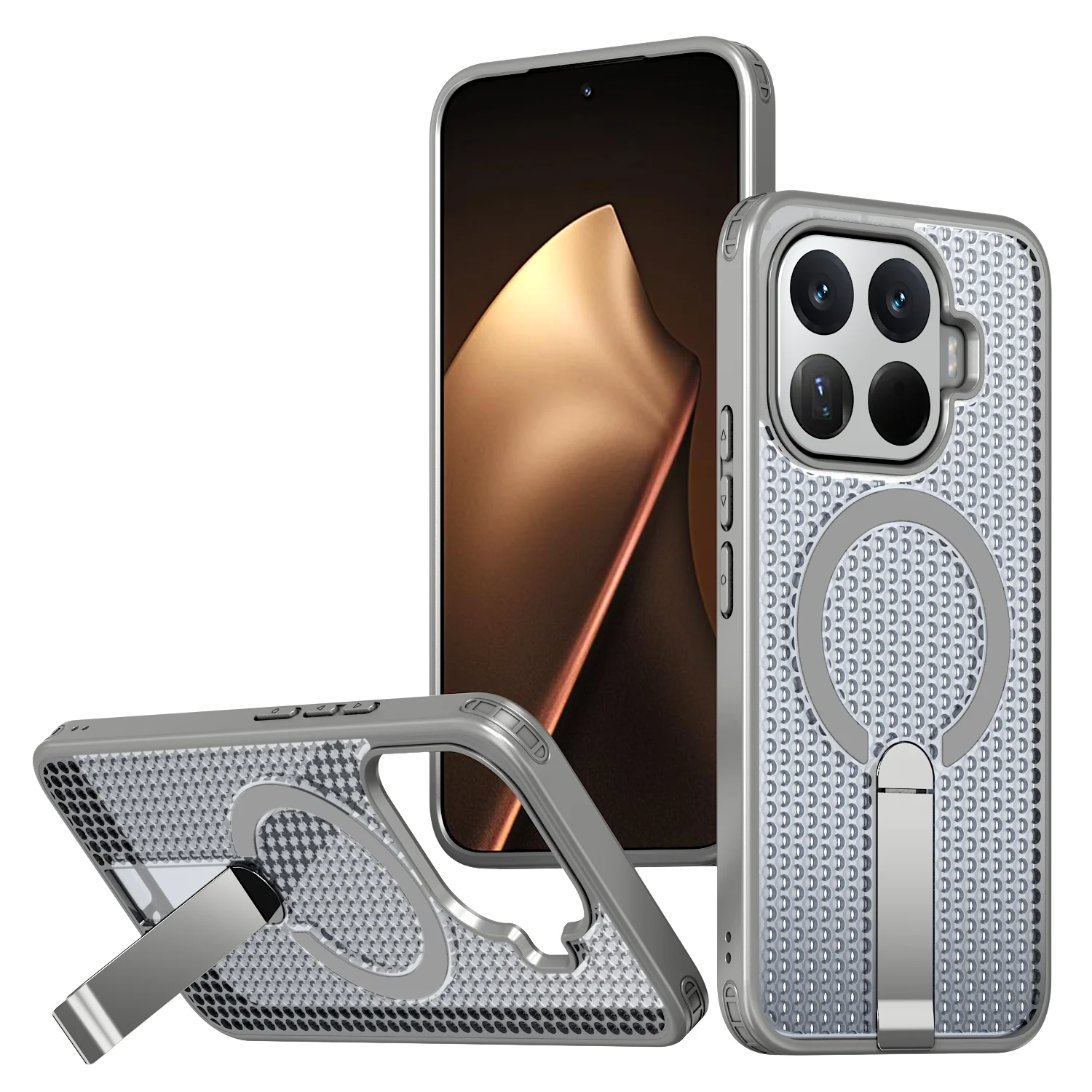 Luxury Magnetic Bracket Heat Dissipation Shockproof Rugged Tough Phone Case Cover