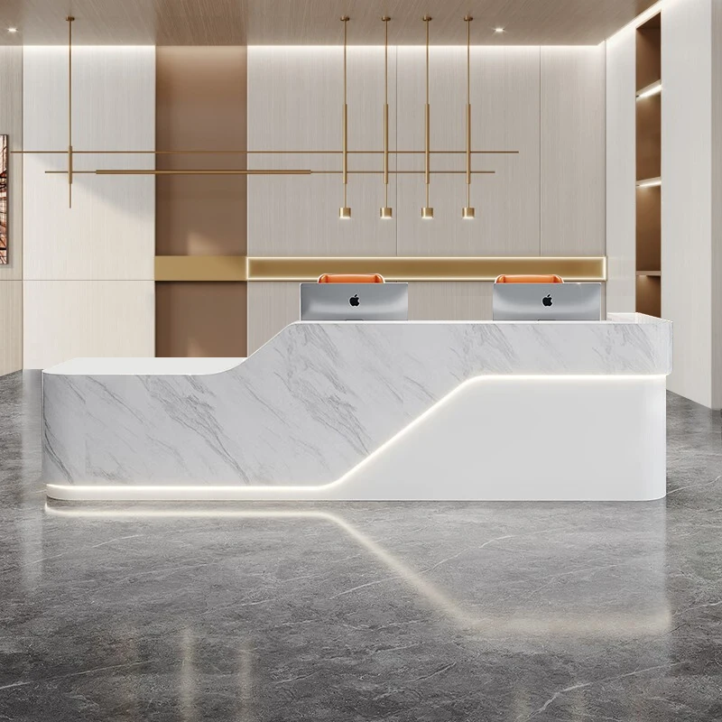 Cashier Table Reception Bank Acrylic Podium Church Checkout Counter Supermarket Furniture Stores Gold Floaoting Bureau Home