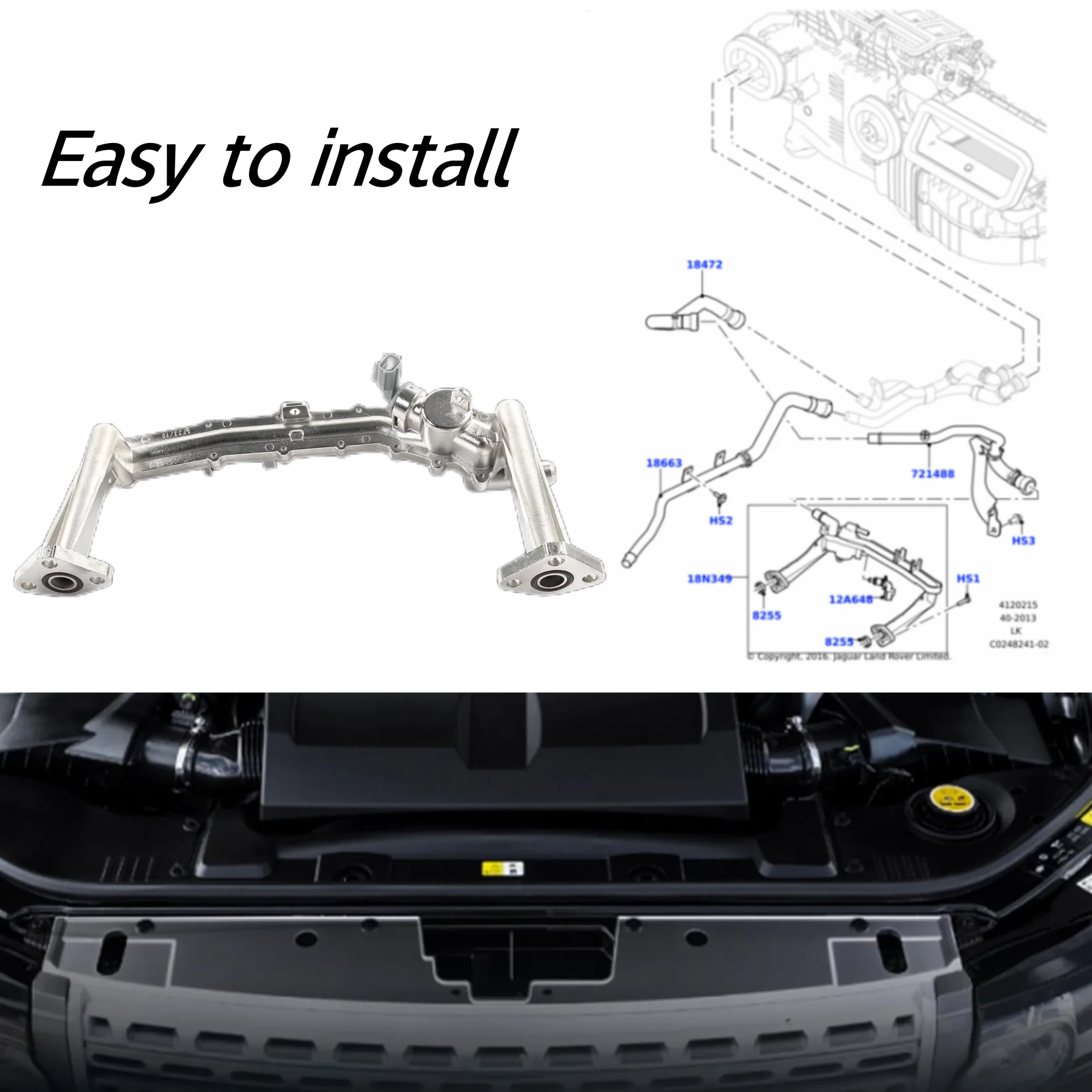Coolant Water Pipe Rear Coolant Water Heater Pipe LR122710 for Land Rover 2014- Improved aluminum heater manifold pipe LR041788