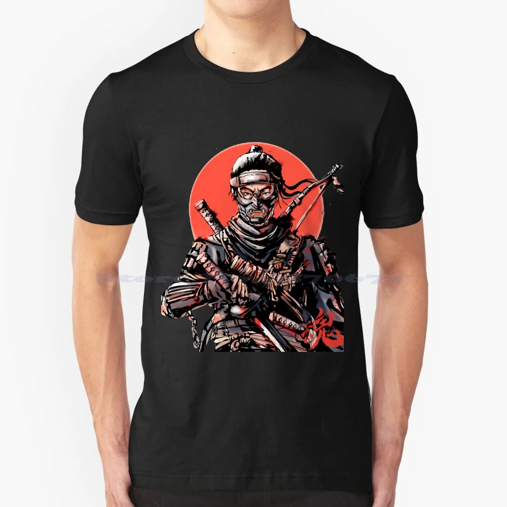 Jin Sakai T Shirt 100% Cotone Tee Jin Sakai Samurai Japan Ghost Of Tsushima Game Sucker Punch Japan Tree Shinto Shrines Got Ps4