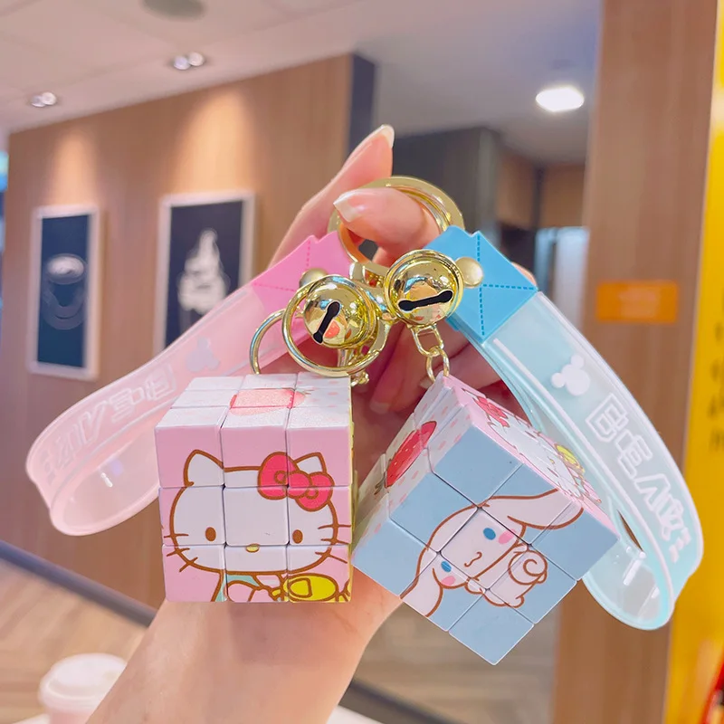 

Sanrio Magic Cube Pendant Kuromi Hello Kitty Cinnamoroll Key Chain Portable Mini Rubik's Cube Puzzle Toy Bag Ornament Girl Gifts