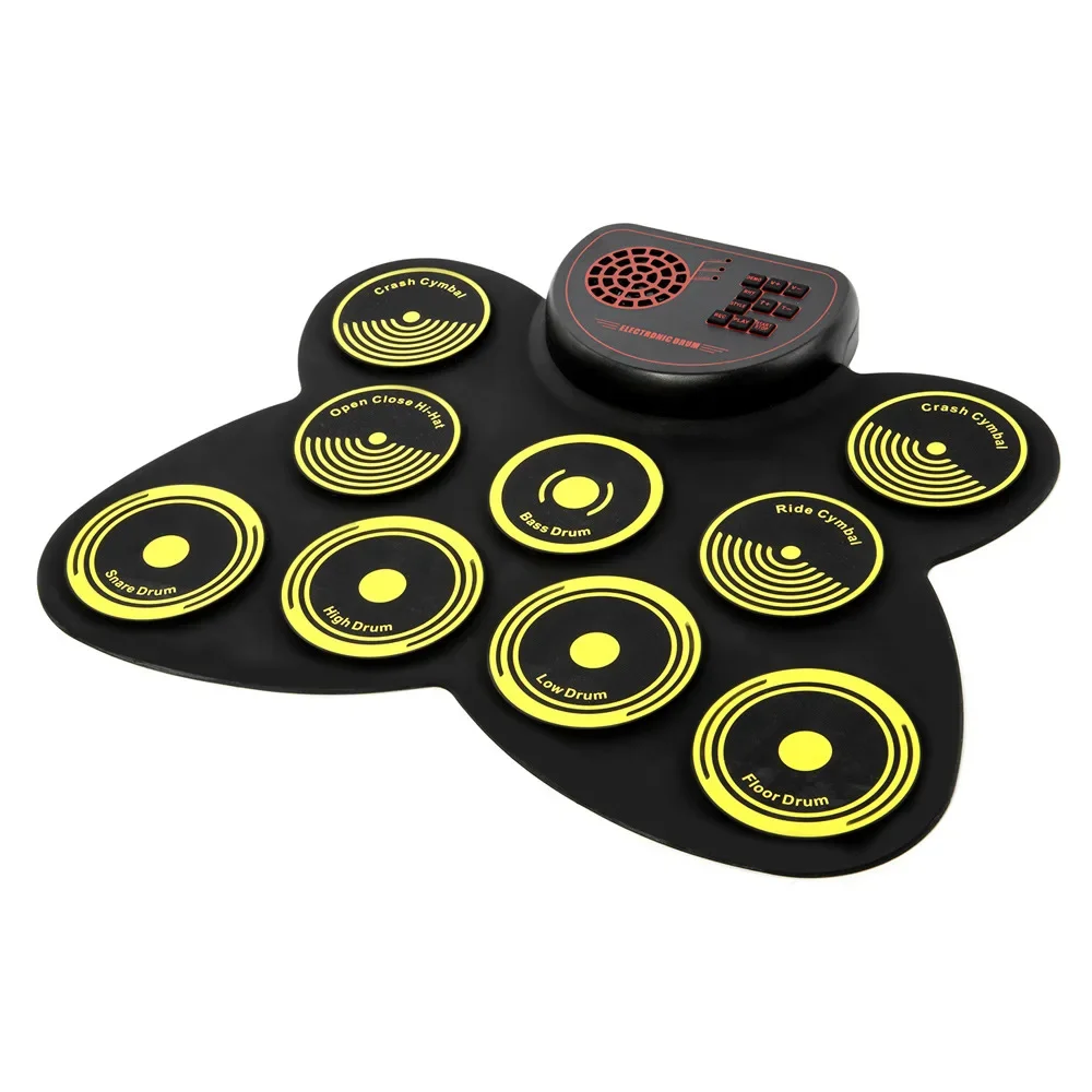 Electronic Digital Roll up Set Roll-Up Drum Set Kit with Drumsticks Foot Pedals Silicone Electric Sustain Pedal