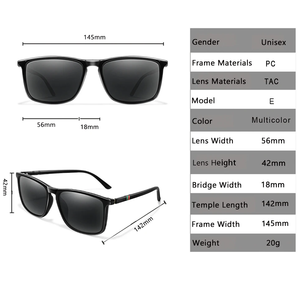 Single Luxury Square Vintage Polarized Sunglasses UV400