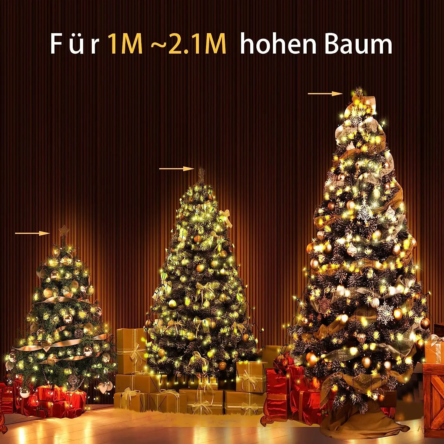 Guirlande lumineuse LED 1,5 m/2 m/3 m pour sapin de Noël, décoration pour terrasse, jardin, extérieur, étanche, cascade_voghion.com