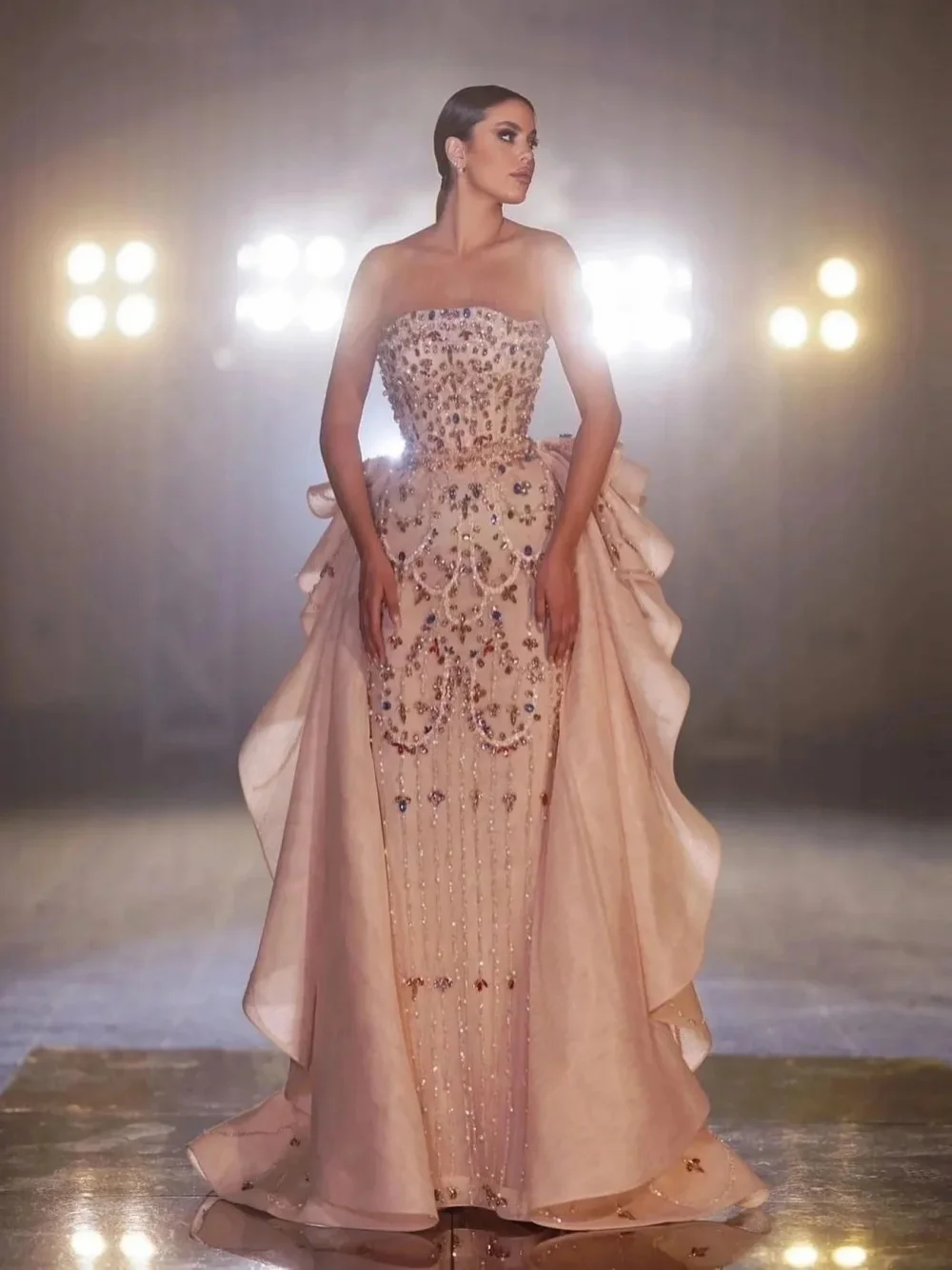 فستان زفاف حورية البحر لؤلؤ فاخر ترتر كريستالي بدو...