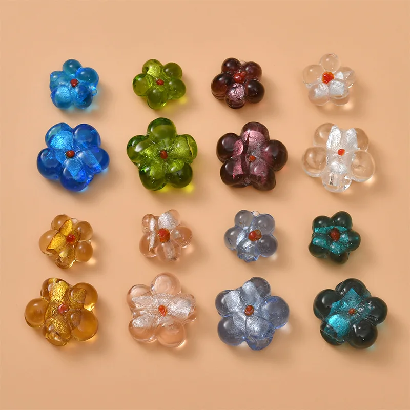 

10pcs/lots Mini Glazed Flower Beads 2 Size Beads Straight Loose Beads For Earrings Bracelet Necklace Handmade Jewelry Making