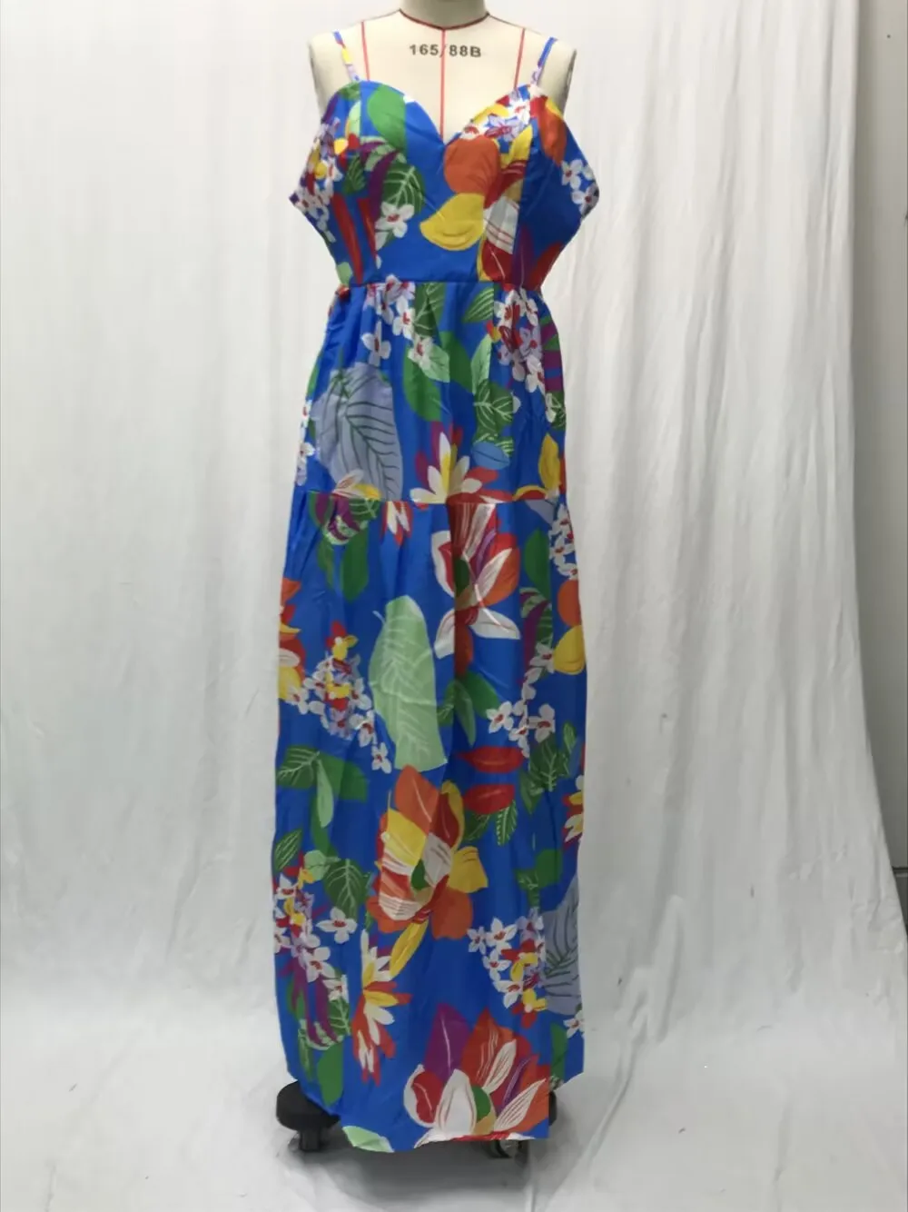 Color Flower Print Spaghetti Strap Evening Dresses Women Temperament Sexy V-neck Backless Beach Vacation Party Long Dress Female