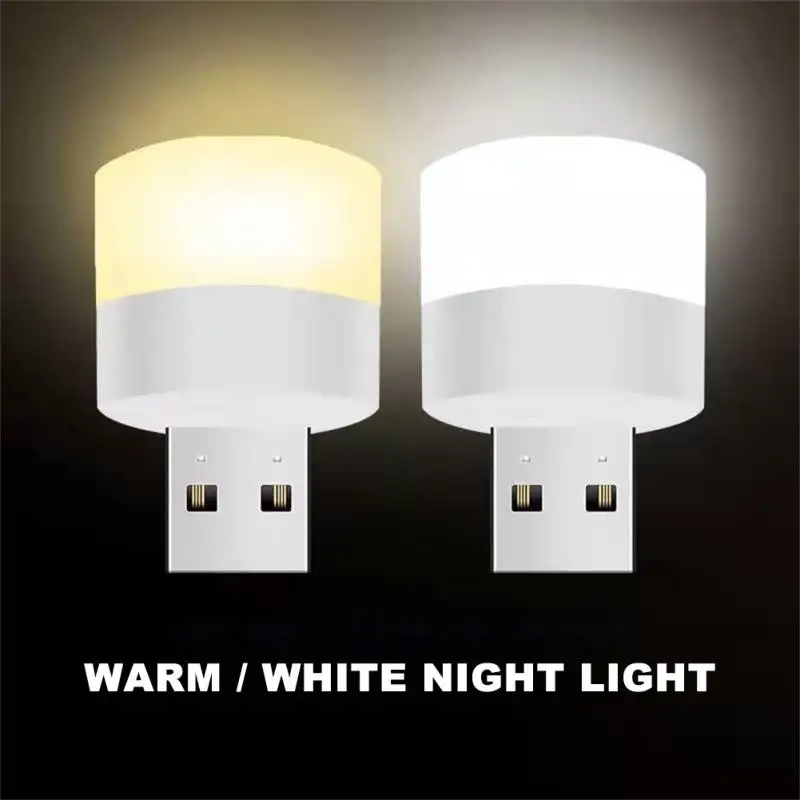 

1pc 5V 1W Pocket Mini LED Night Light USB Plug Lamp Power Bank Charging USB Book Lights Small Round Reading Eye Protection Lamps