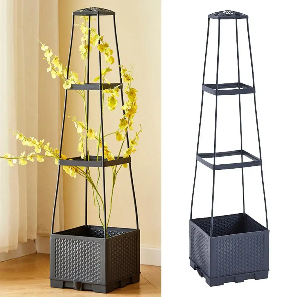 Planter Box Automatic Watering Easy Assembly Raised Garden Bed With Trellis All-Weather Safe Planting Box For Climbing Plant 3