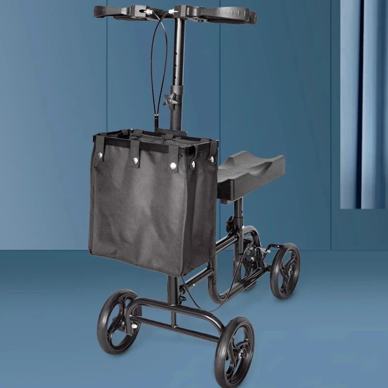 Elderly Four-wheeled Walker, Ankle Injury Walker, Elderly Foldable Scooter, Adjustable Knee Crutch Cart with Wheels 3