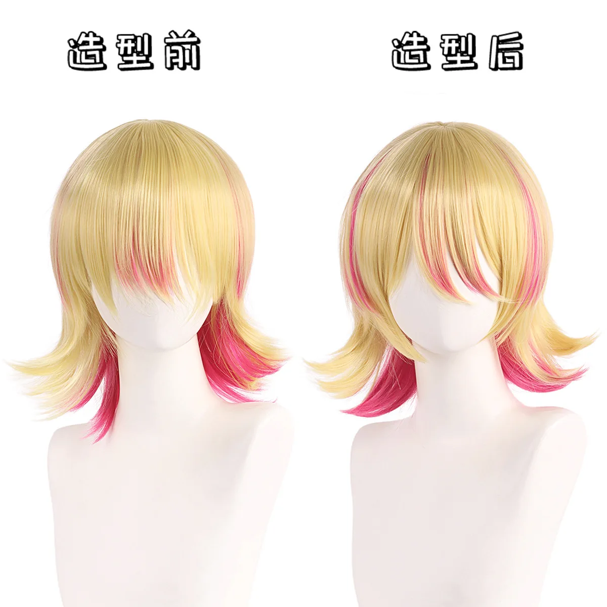Parrucca cosplay sintetica Capelli biondi corti Code doppie Costume anime Gioco di ruolo per feste Carnevale Halloween Dress Up Resistente al calore - immagine 2